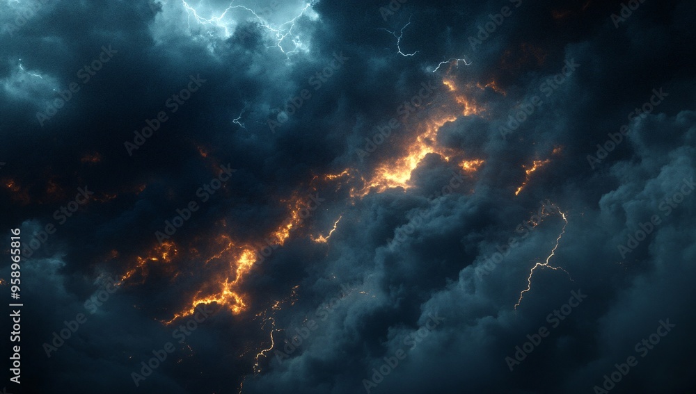 Dramatic Thunderstorm Clouds with Intense Lightning Strikes Dramatic Thunderstorm Clouds with Intense Lightning Strikes