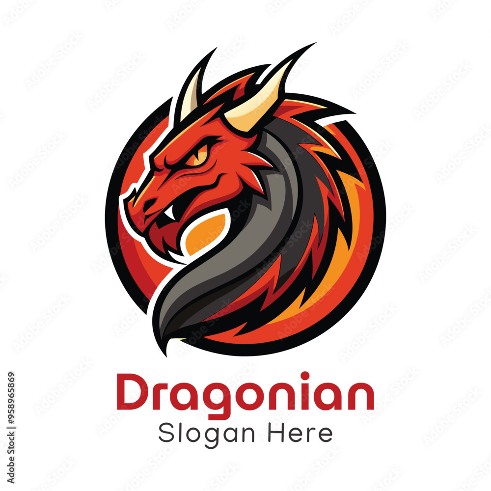 Mascot Dragon Logo Design, Dragon with Spread Wings Mascot Dragon Logo Design, Dragon with Spread Wings