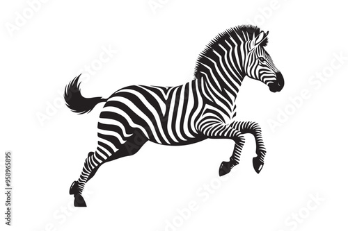 Zebra silhouette vector illustration, Zebra silhouette vector. Zebra silhouette