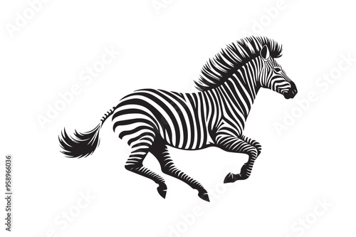 Zebra silhouette vector illustration, Zebra silhouette vector. Zebra silhouette