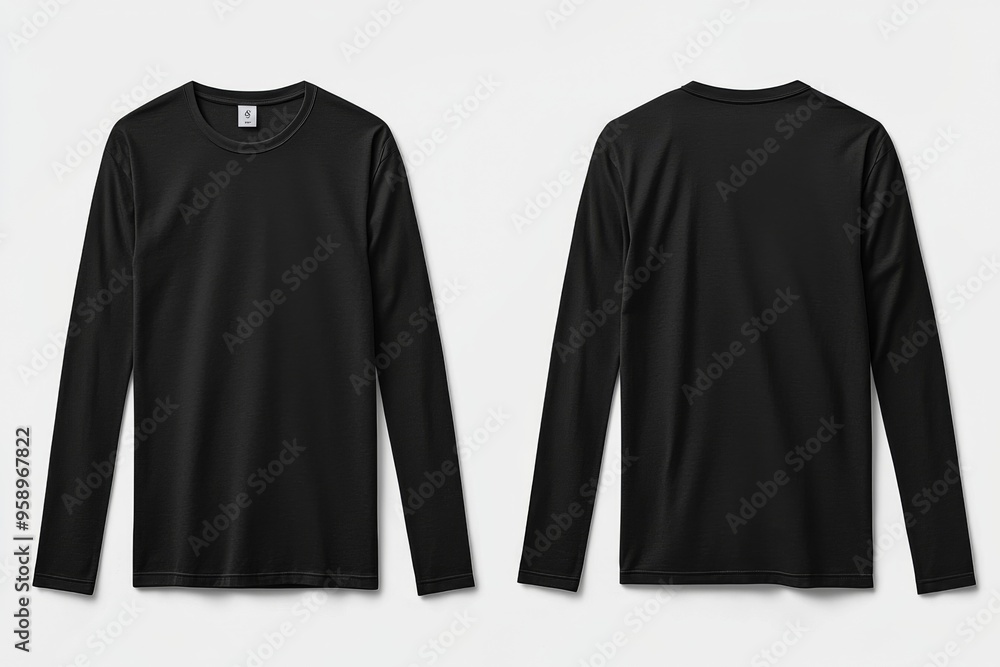 Black long sleeve tshirt mockup isolated created with Generative AI Black long sleeve tshirt mockup isolated created with Generative AI