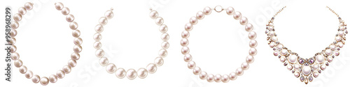 Elegant collection of pearl necklaces showcasing unique designs and styles, perfect for any formal occasion or fashion statement.