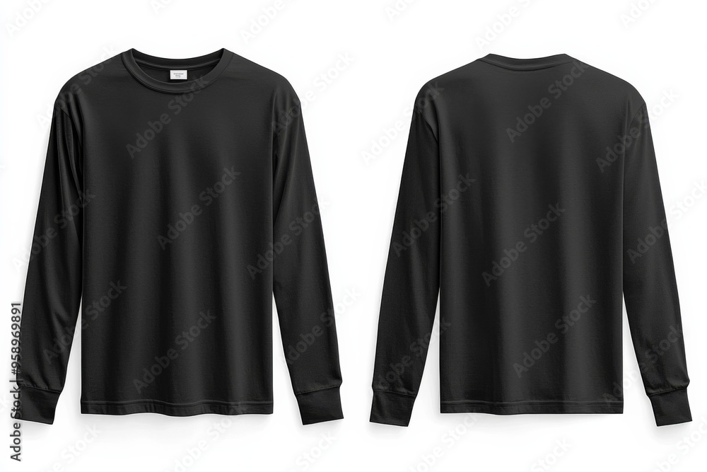 Black long sleeve tshirt mockup isolated created with Generative AI Black long sleeve tshirt mockup isolated created with Generative AI