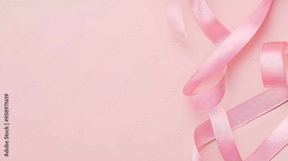 Pink ribbon on a pink background. Perfect for a breast cancer awareness campaign. Pink ribbon on a pink background. Perfect for a breast cancer awareness campaign.