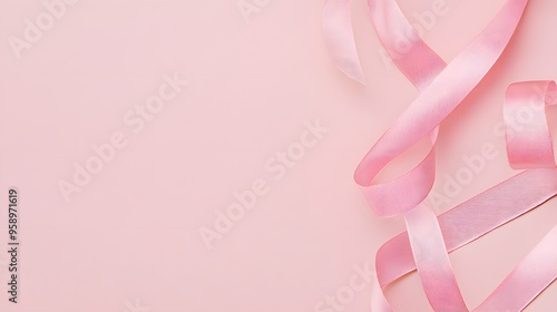 Pink ribbon on a pink background. Perfect for a breast cancer awareness campaign.