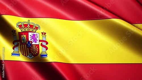 Spanish flag waving in the wind, representing national pride, history, and cultural heritage. Perfect for projects centered on Spain's identity, politics, or international presence.