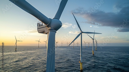 windmill in ocean at sunset