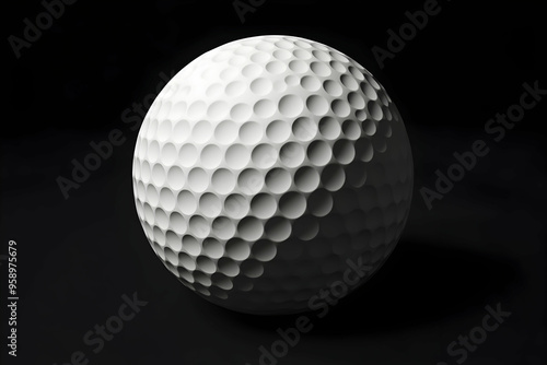 White golf ball isolated on black background.