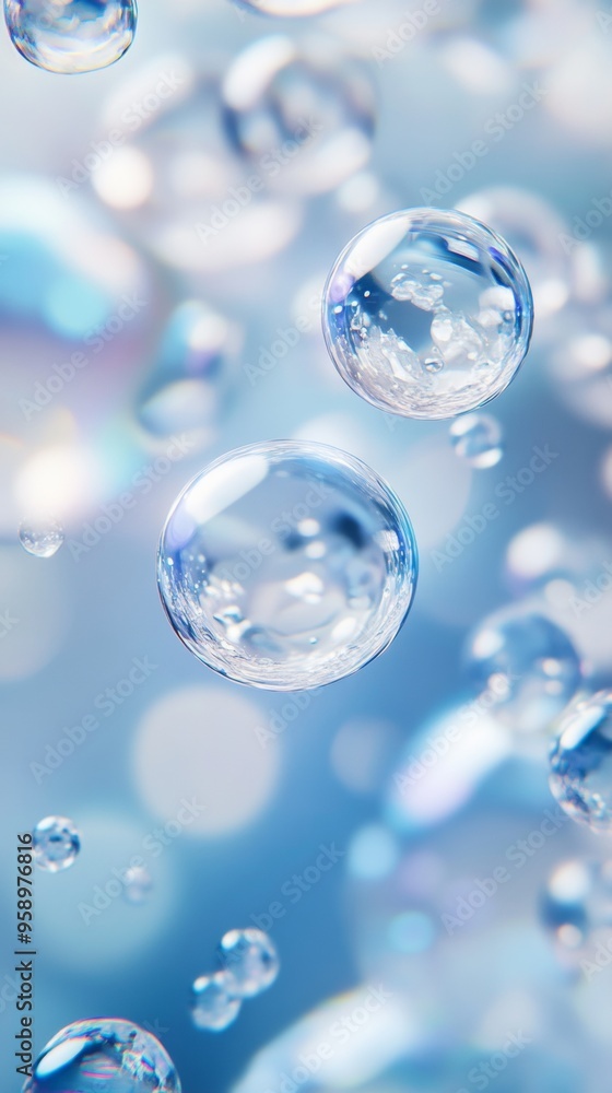 Two large, clear bubbles floating in the air Two large, clear bubbles floating in the air