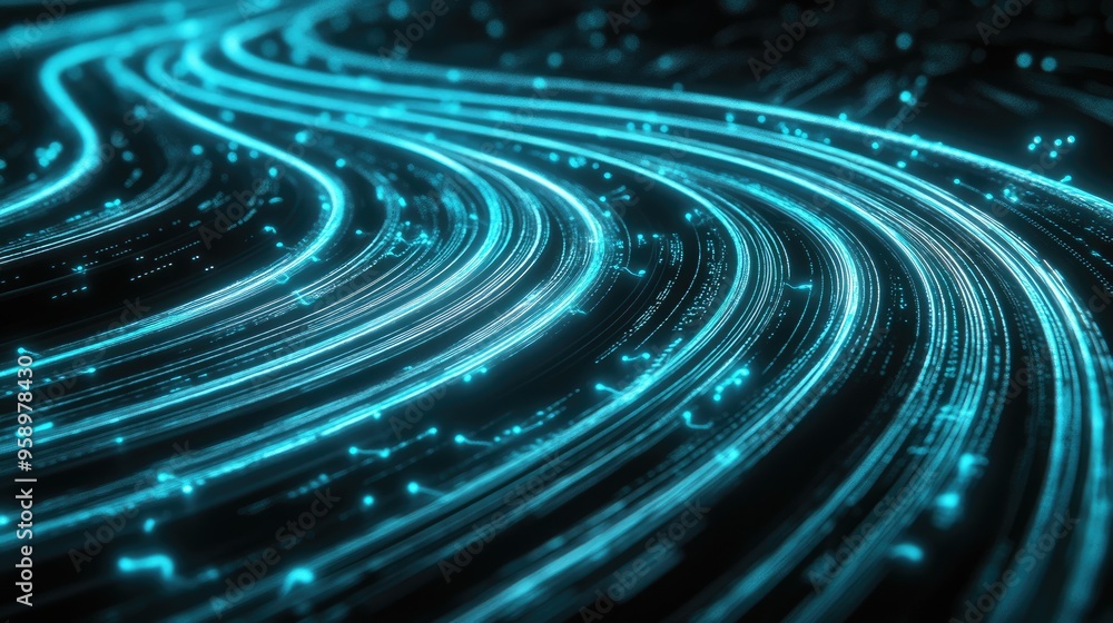 A dynamic visualization of flowing lines and glowing particles, representing digital movement. A dynamic visualization of flowing lines and glowing particles, representing digital movement.