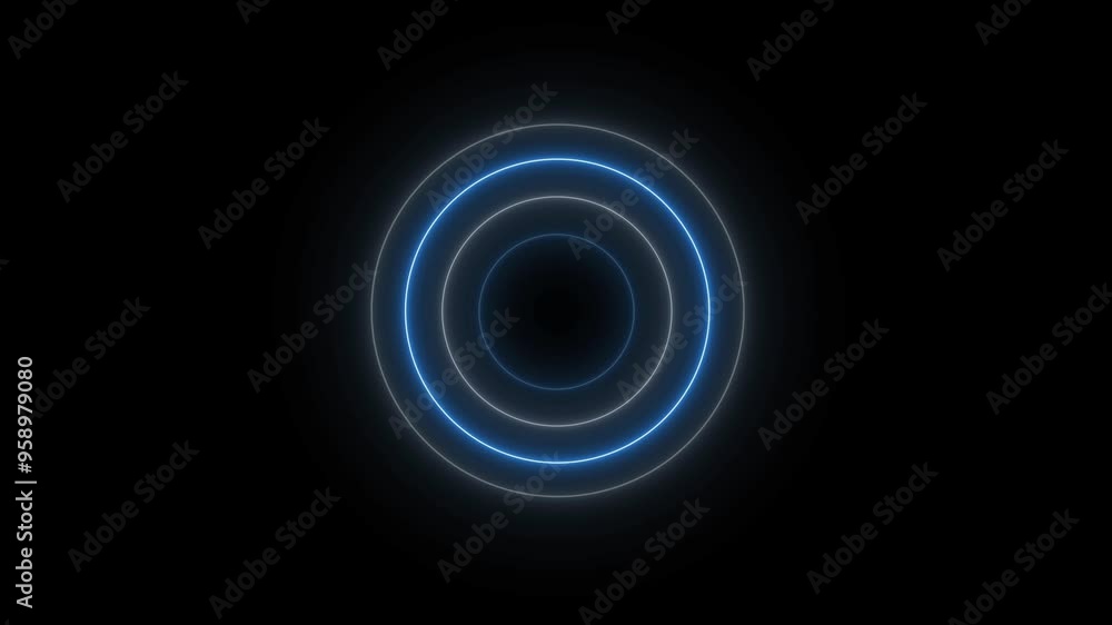 Blue Neon Radio Waves Animation Background. Blue Neon Radio Waves Animation Background.