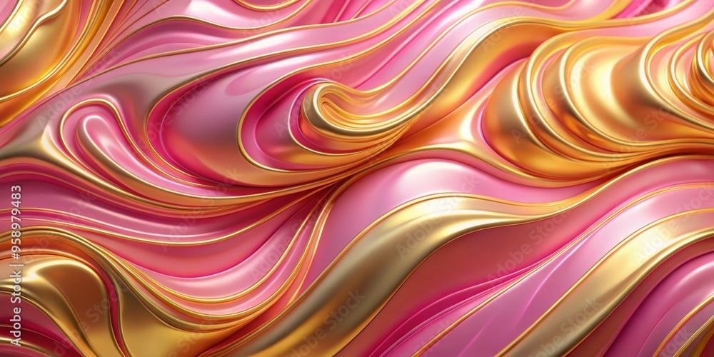 Abstract Pink and Gold Swirls, Abstract, 3D, Fluid , Abstract Pink and Gold Swirls, Abstract, 3D, Fluid ,