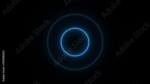 Blue Neon Radio Waves Animation Background.