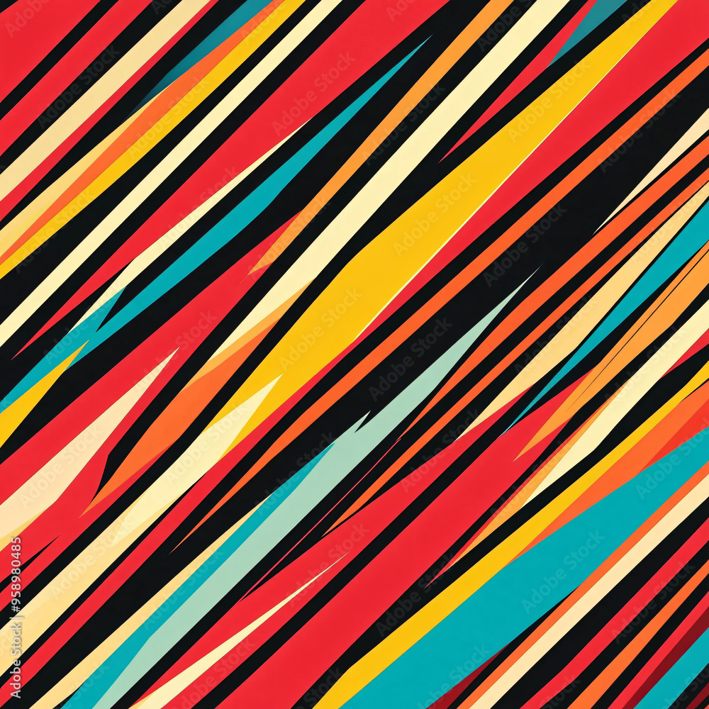 Obraz premium A dynamic pattern of diagonal stripes in bold colors. 