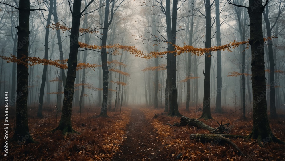 Naklejka premium fog in the forest