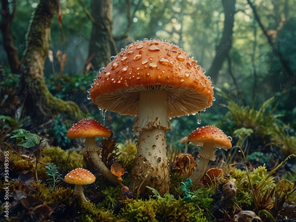Fototapeta premium red mushroom in the forest