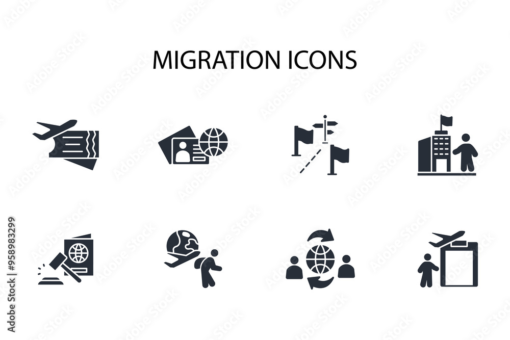 migration icon set.vector.Editable stroke.linear style sign for use web design,logo.Symbol illustration. migration icon set.vector.Editable stroke.linear style sign for use web design,logo.Symbol illustration.