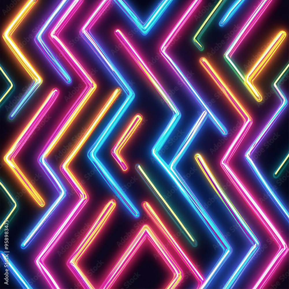 Obraz premium A dynamic design of zigzag lines with vibrant neon colors. 