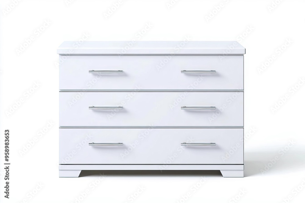 Modern white dresser with three spacious drawers, perfect for organizing clothes and enhancing bedroom decor. Modern white dresser with three spacious drawers, perfect for organizing clothes and enhancing bedroom decor.