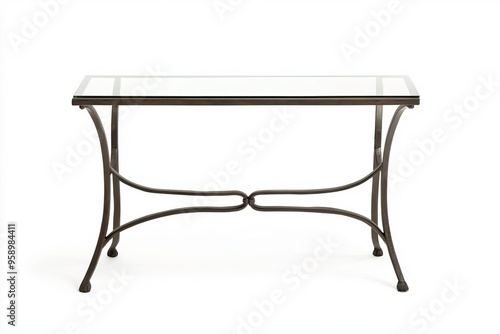 Wallpaper Mural Stylish glass-top table with elegant wrought iron legs, perfect for modern decor and versatile living spaces. Torontodigital.ca