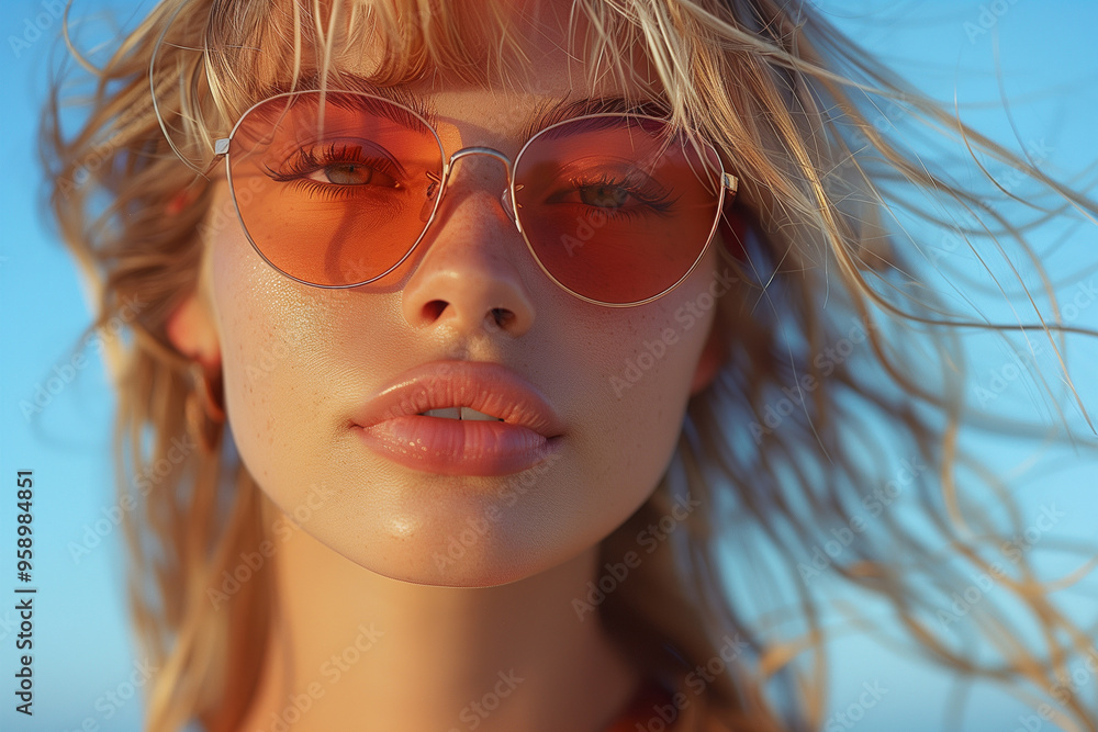 Happy woman wearing sunglasses enjoys a sunny day at the beach. Happy woman wearing sunglasses enjoys a sunny day at the beach.