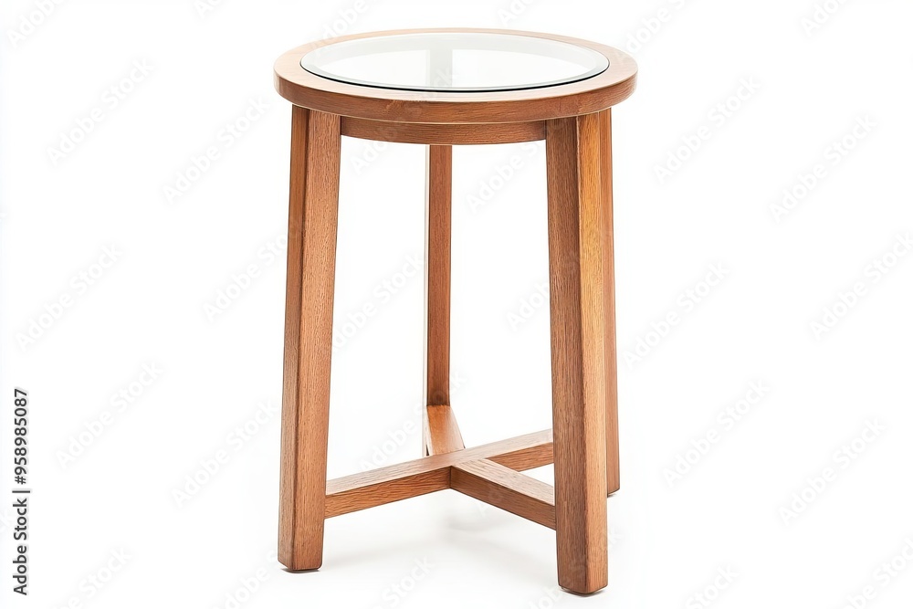 Stylish wooden stool with a glass top, perfect for modern interiors and versatile enough for various decor styles. Stylish wooden stool with a glass top, perfect for modern interiors and versatile enough for various decor styles.