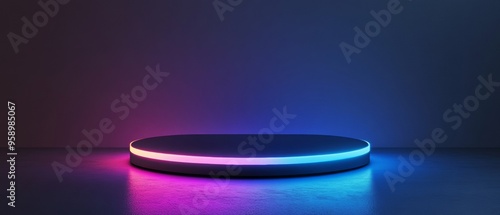 A neon colored stage with a black base
