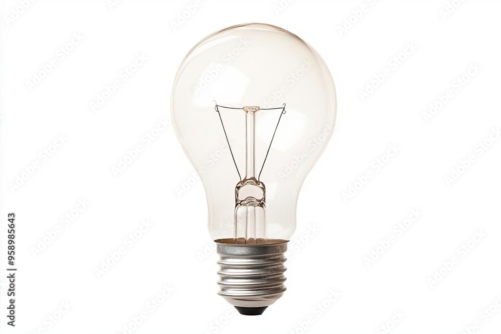 A clear incandescent light bulb showcasing its intricate filament design, perfect for illustrating energy and brightness concepts. A clear incandescent light bulb showcasing its intricate filament design, perfect for illustrating energy and brightness concepts.