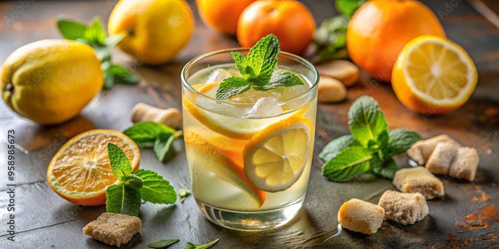 Citrus and Mint Summer Refreshment, Lemonade, Drink, Citrus Citrus and Mint Summer Refreshment, Lemonade, Drink, Citrus