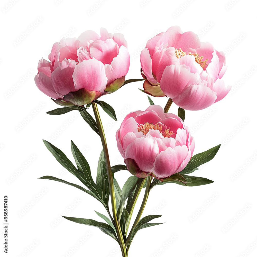Obraz premium Pink Peonies on Black Background