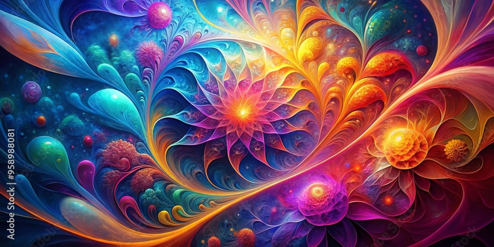 Cosmic Bloom A Fractal Journey of Color and Light, fractal art, abstract art, psychedelic art Cosmic Bloom A Fractal Journey of Color and Light, fractal art, abstract art, psychedelic art