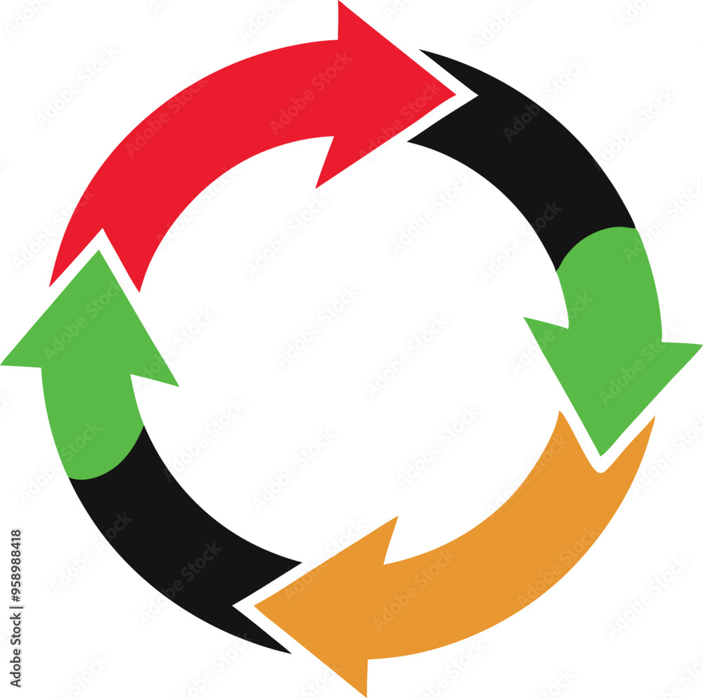 Circular process arrows illustrate ongoing cycles of activity with a focus on repetition and completion
Circular process arrows illustrate ongoing cycles of activity with a focus on repetition and completion
