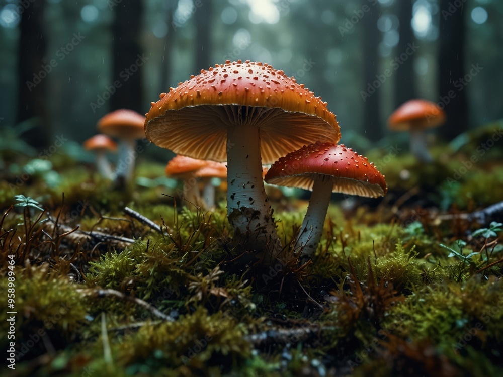 Fototapeta premium red mushroom in the forest