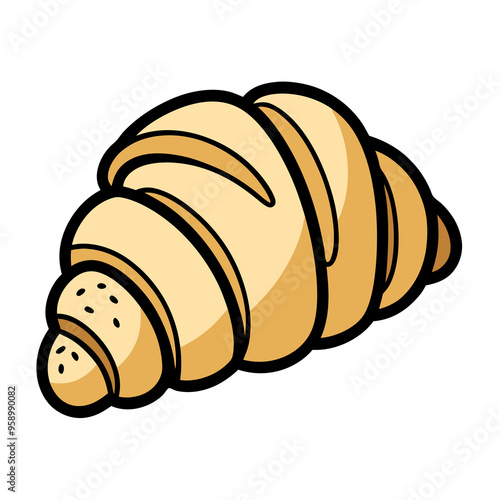 Almond Croissant food item vector illustration on white background 