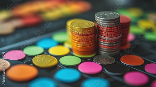 Colorful Coin Stack Concept of Investment
