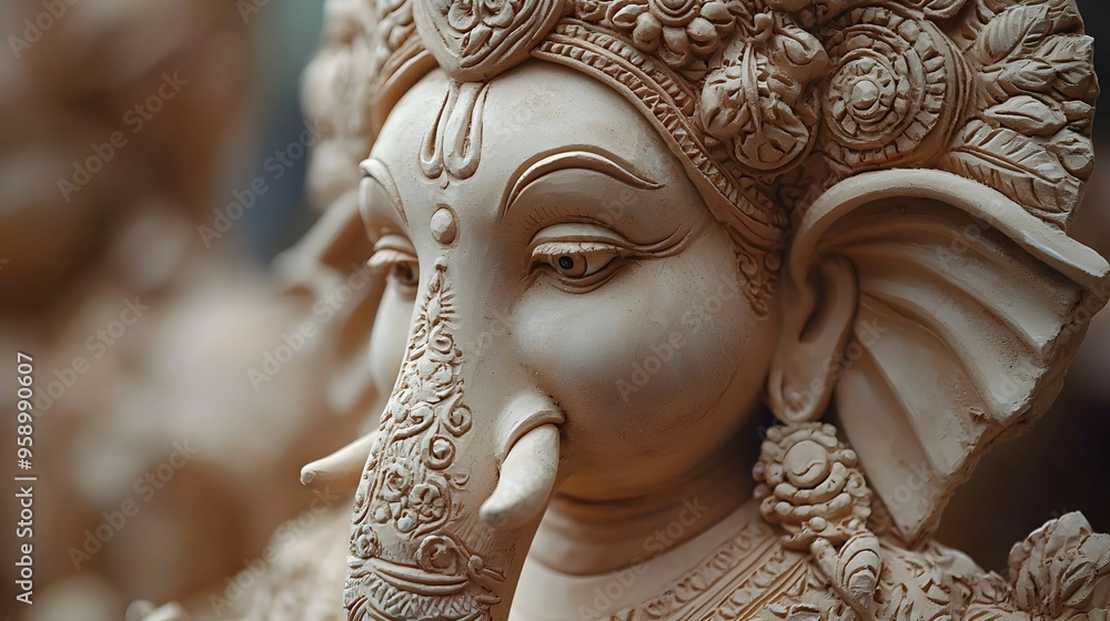 Close up of Ganesha Statue Indian Deity, Hindu God Close up of Ganesha Statue Indian Deity, Hindu God