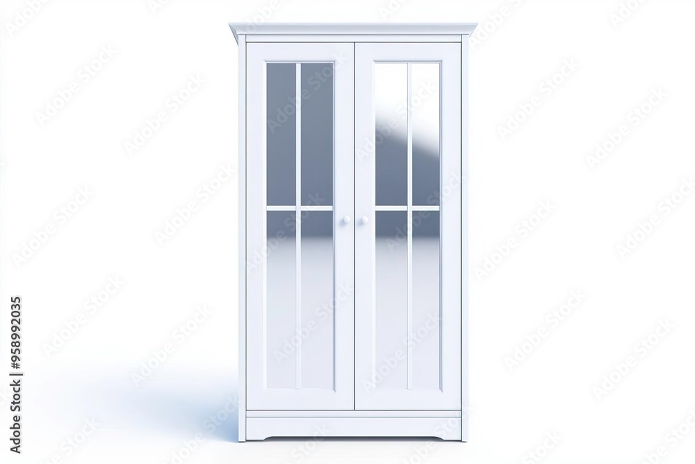 Elegant white wardrobe with glass doors, perfect for modern interiors and stylish storage solutions. Elegant white wardrobe with glass doors, perfect for modern interiors and stylish storage solutions.