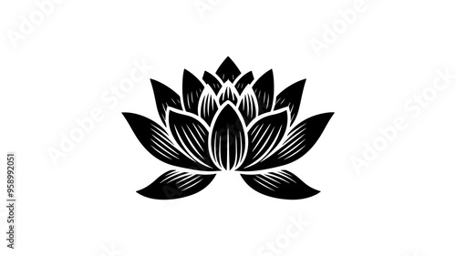 Lotus flower silhouette vector illustration.