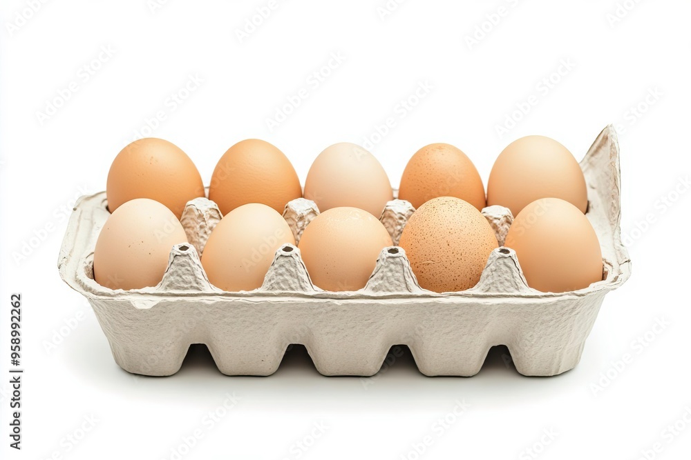 Fresh brown eggs in a carton, showcasing natural colors and textures. Ideal for culinary and food-related themes. Fresh brown eggs in a carton, showcasing natural colors and textures. Ideal for culinary and food-related themes.