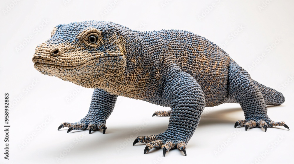 Obraz premium a crocheted komodo dragon