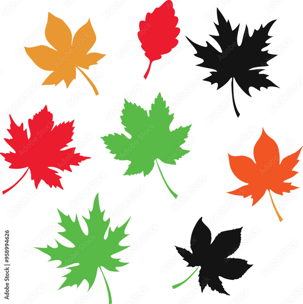 set of autumn leaves set of autumn leaves