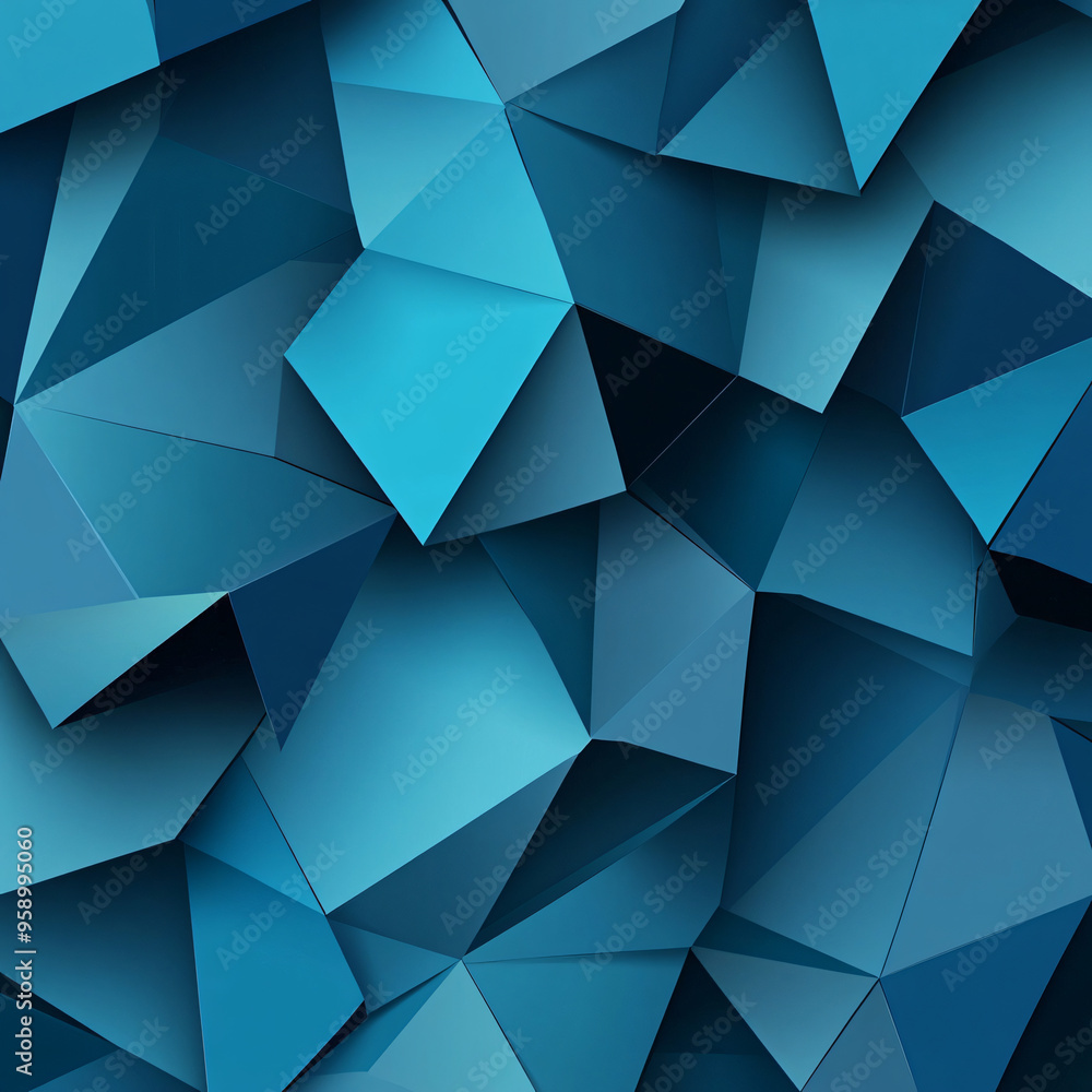 A design of overlapping blue polygons with a 3D effect. A design of overlapping blue polygons with a 3D effect.