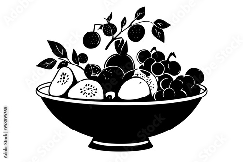 vector silhouette of a Elegant Fruit Salad