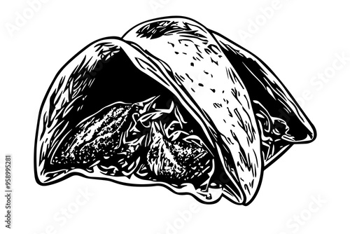 vector silhouette of a Crispy Fish Tacos