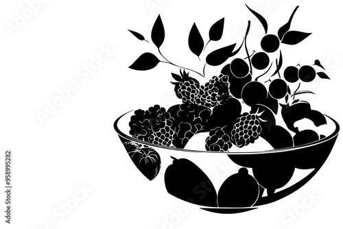 vector silhouette of a Elegant Fruit Salad