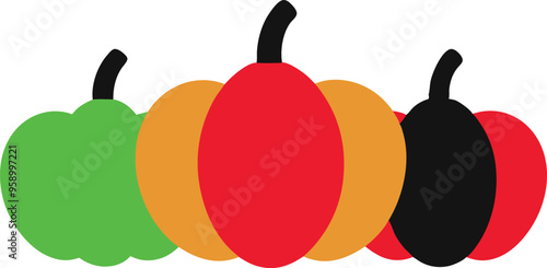 A simple illustration of a few pumpkins in a charming arrangement highlighting their natural shapes and warm autumn hues
