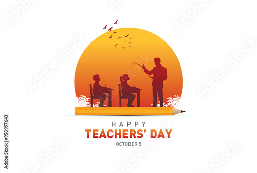 Happy Teacher's day concept vector illustration background. Creative teacher's day vector education concept.