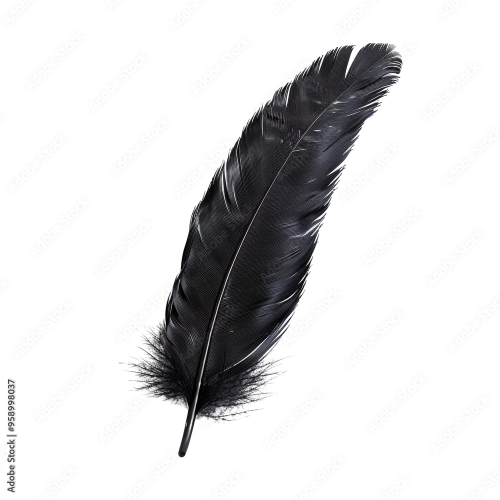Black Feather Isolated on Black Background Black Feather Isolated on Black Background