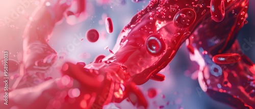 Wallpaper Mural Close-up of dynamic blood flow with vibrant red cells, showcasing the intricacies of human circulation in a striking visual. Torontodigital.ca