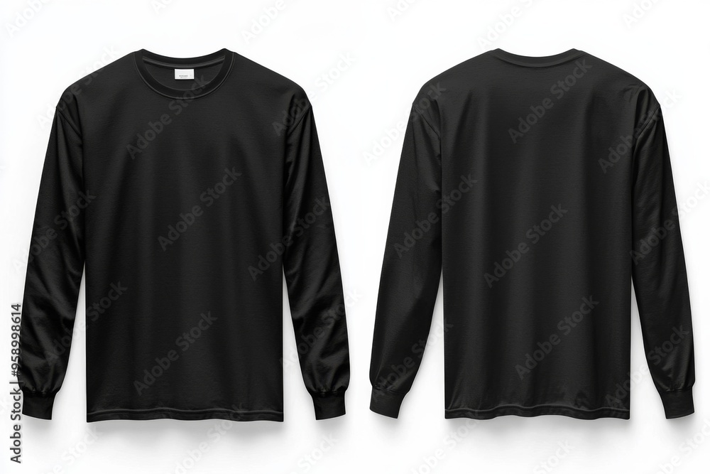 Black long sleeve tshirt mockup isolated created with Generative AI Black long sleeve tshirt mockup isolated created with Generative AI